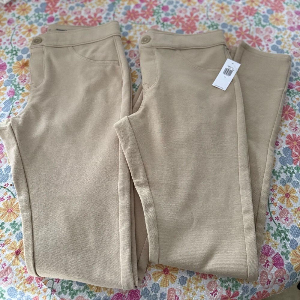 NWT 2-Pair Old Navy Girls Size 14 Pull-On Khaki Leggings